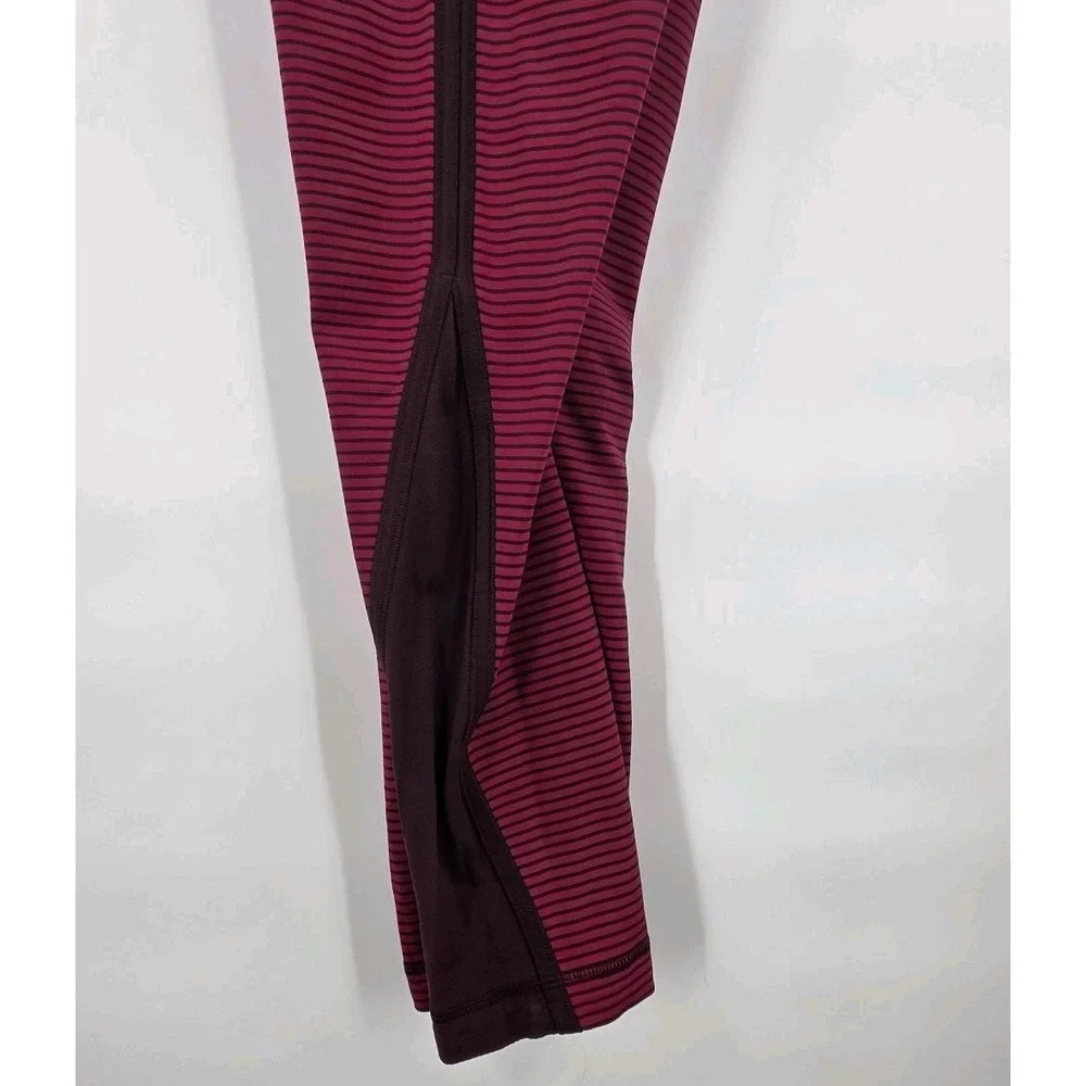 LULULEMON RUN PACE TIGHT‎ LEGGINGS WOMENS SIZE 6 STRIPED MAROON RED 25